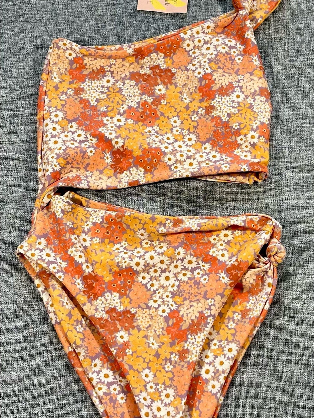Skatie Floral One-Shoulder One-Piece Swimsuit in Orange, Yellow, White